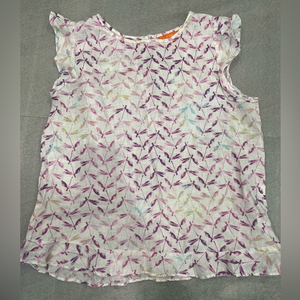 ❤️2/$30❤️[S]Joe Fresh Women Linen Blouse - Purple and White Dragonfly Print NWOT - Picture 2 of 8